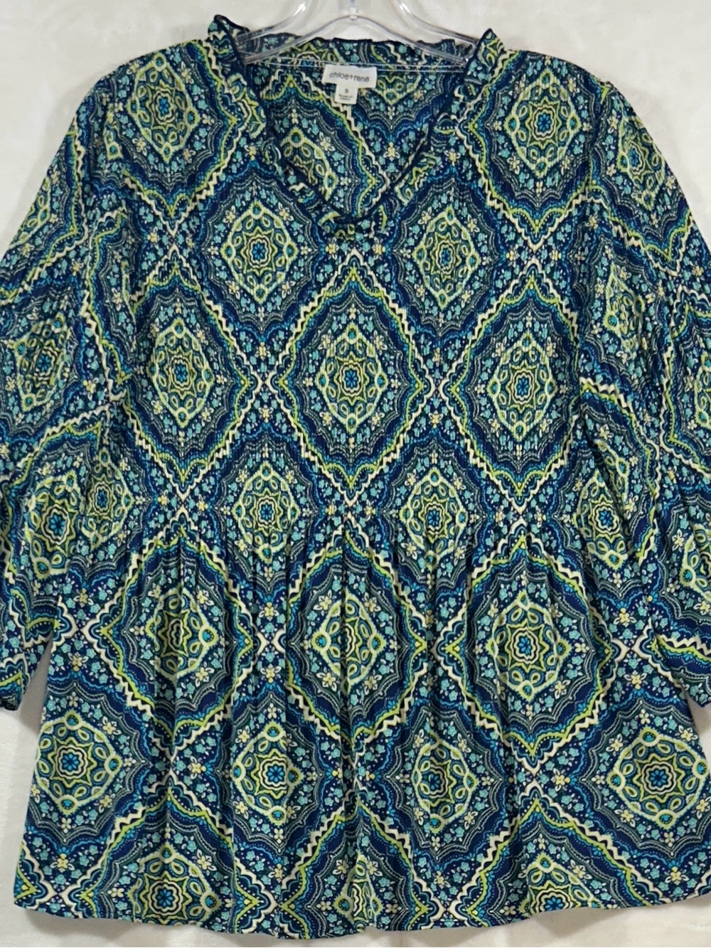 Chloe+rene Blue Green Medallion
Boho Tunic Blouse S Excellent Condition